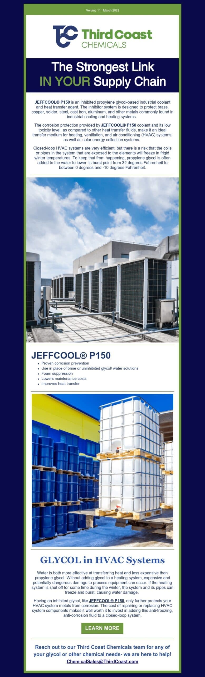 Third Coast Chemicals Newsletter Volume 10 March 2023 Inhibited Glycol in HVAC Systems